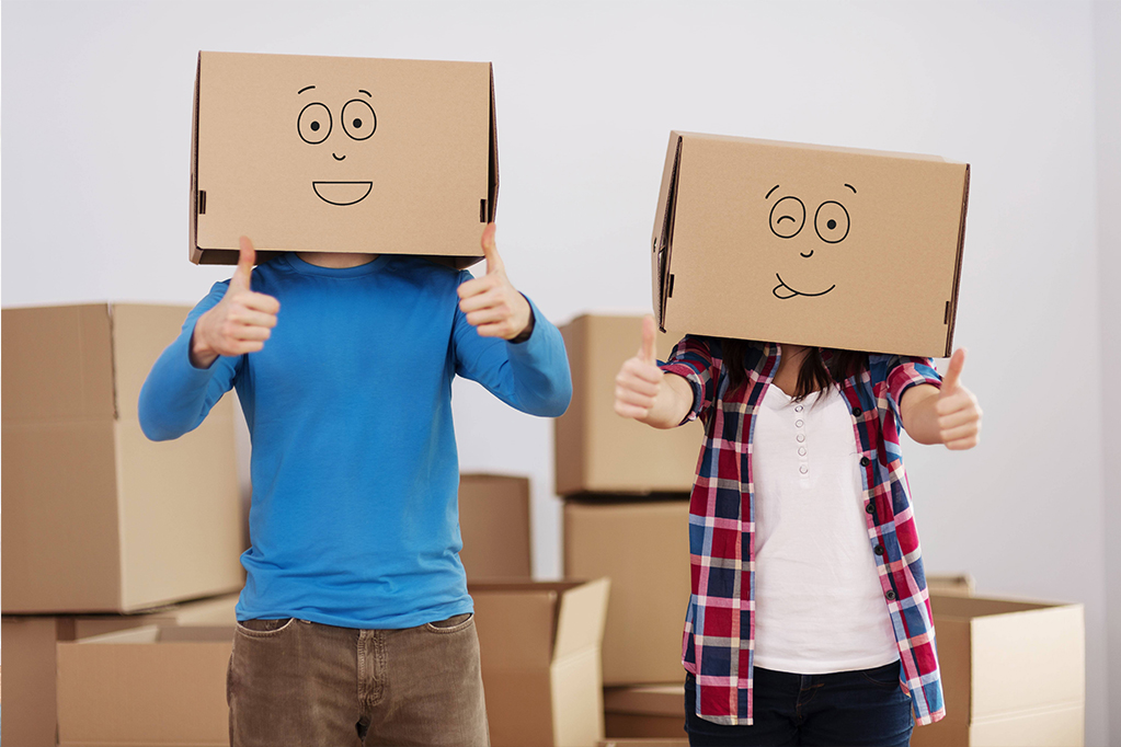 Couple with boxes