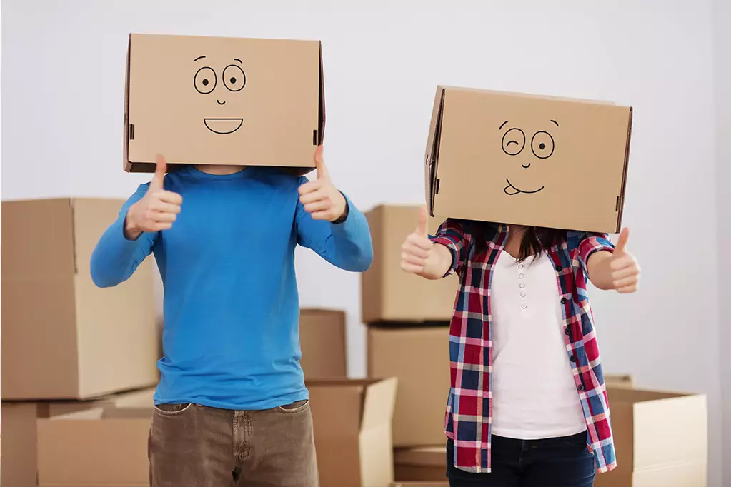 Couple with boxes